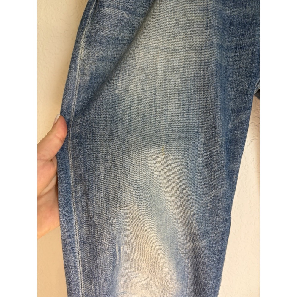 Wrangler Leather Patch Button Fly Slim Tapered De… - image 5